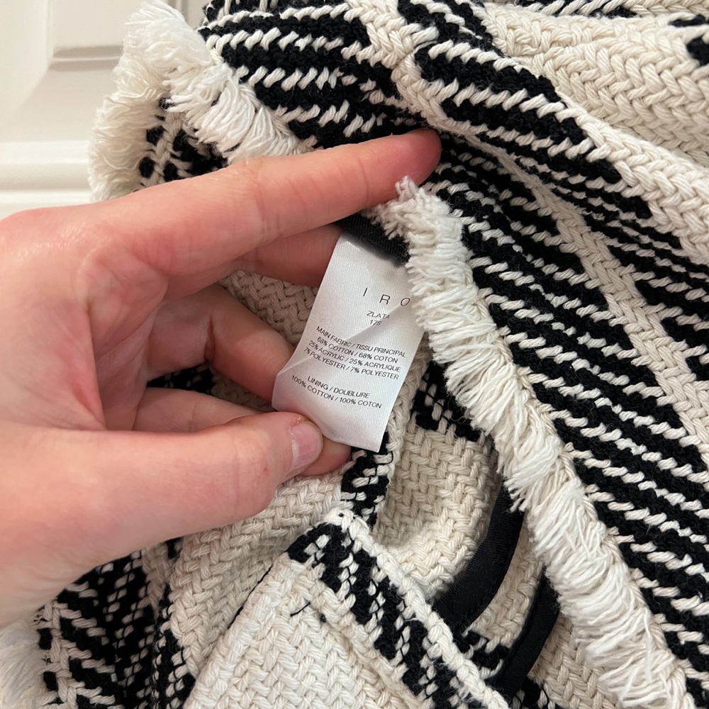 IRO Zlata Striped Cotton Blend Tweed Jacket Ivory - Picture 8 of 8